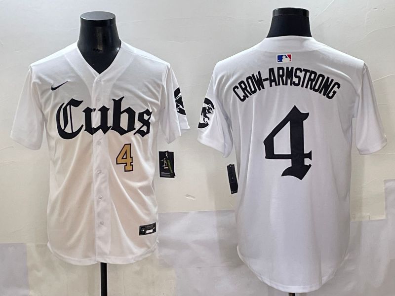 Men 2025 Chicago Cubs #4 Crow-Armstrong White Five generations Joint Name Nike MLB Jersey style 2->chicago cubs->MLB Jersey